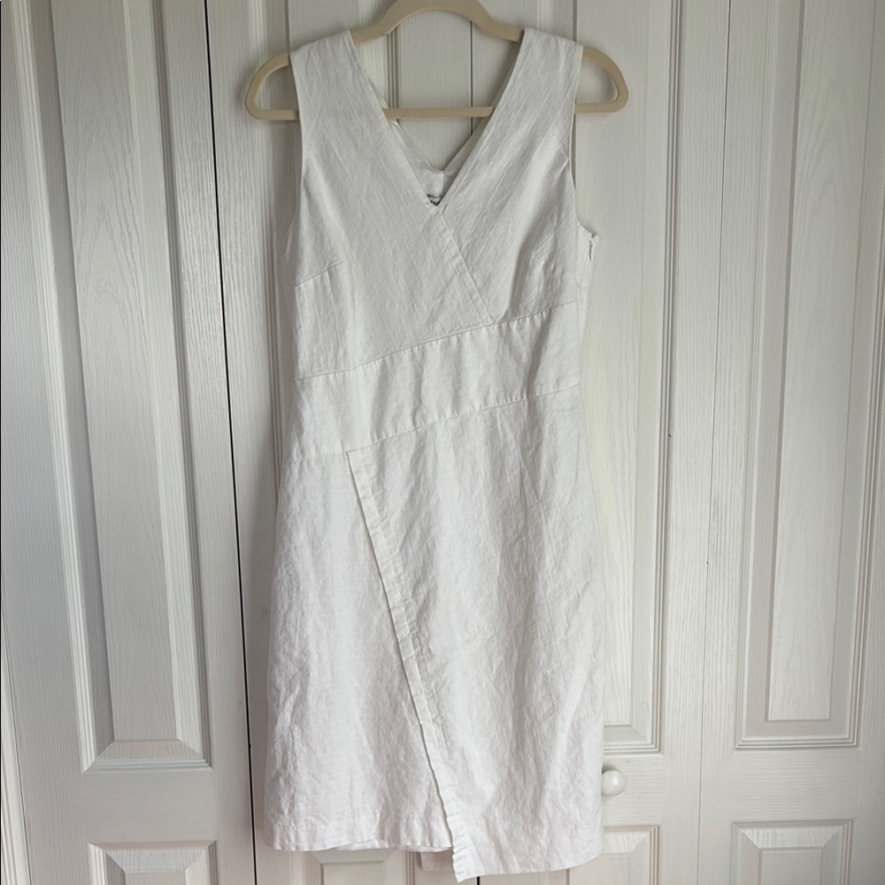 White House Black Market White Linen Blend Sleeveless Dress  Size 8